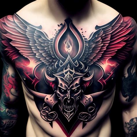 devil chest tattoo